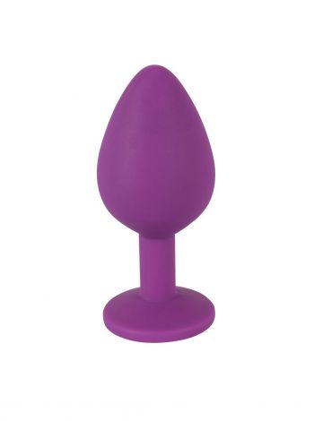 Dop Anal Colorful Joy, Mov, Jucarie Anala din Silicon cu Decor Acrilic, Forma Conica