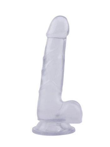 Dildo Transparent cu Ventuza. 19.5 cm